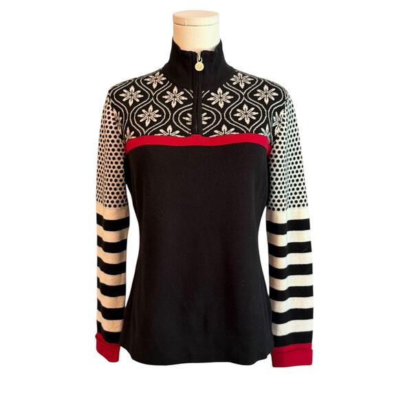 Neve Sweater Womens S Quarter Zip Mock Neck Fair Isle Nordic Alpine Wool Blend - Picture 1 of 9